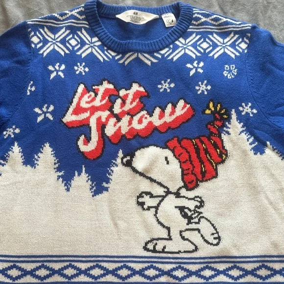 H&M Blue and White Snoopy Holiday Sweater - Picture 2 of 7